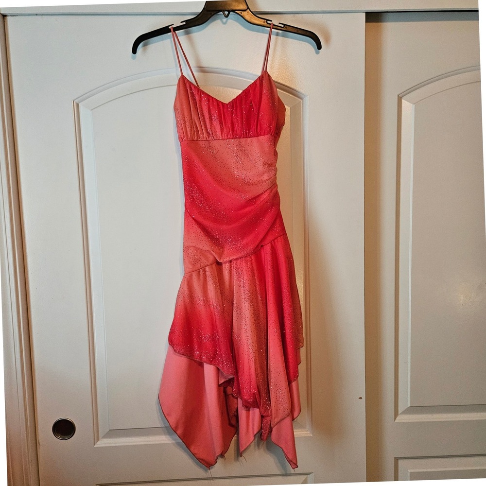 Vintage Y2K Pink Fairy Sparkle Handkerchief Hem Dress Medium Taboo Ballet